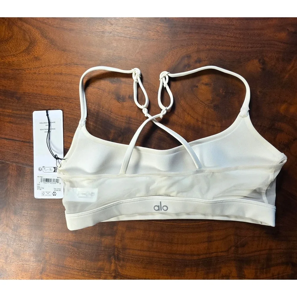 Alo Yoga Molded Engage Bra Ivory Sporty Athletic Atheleisure Streetwear  Y2k